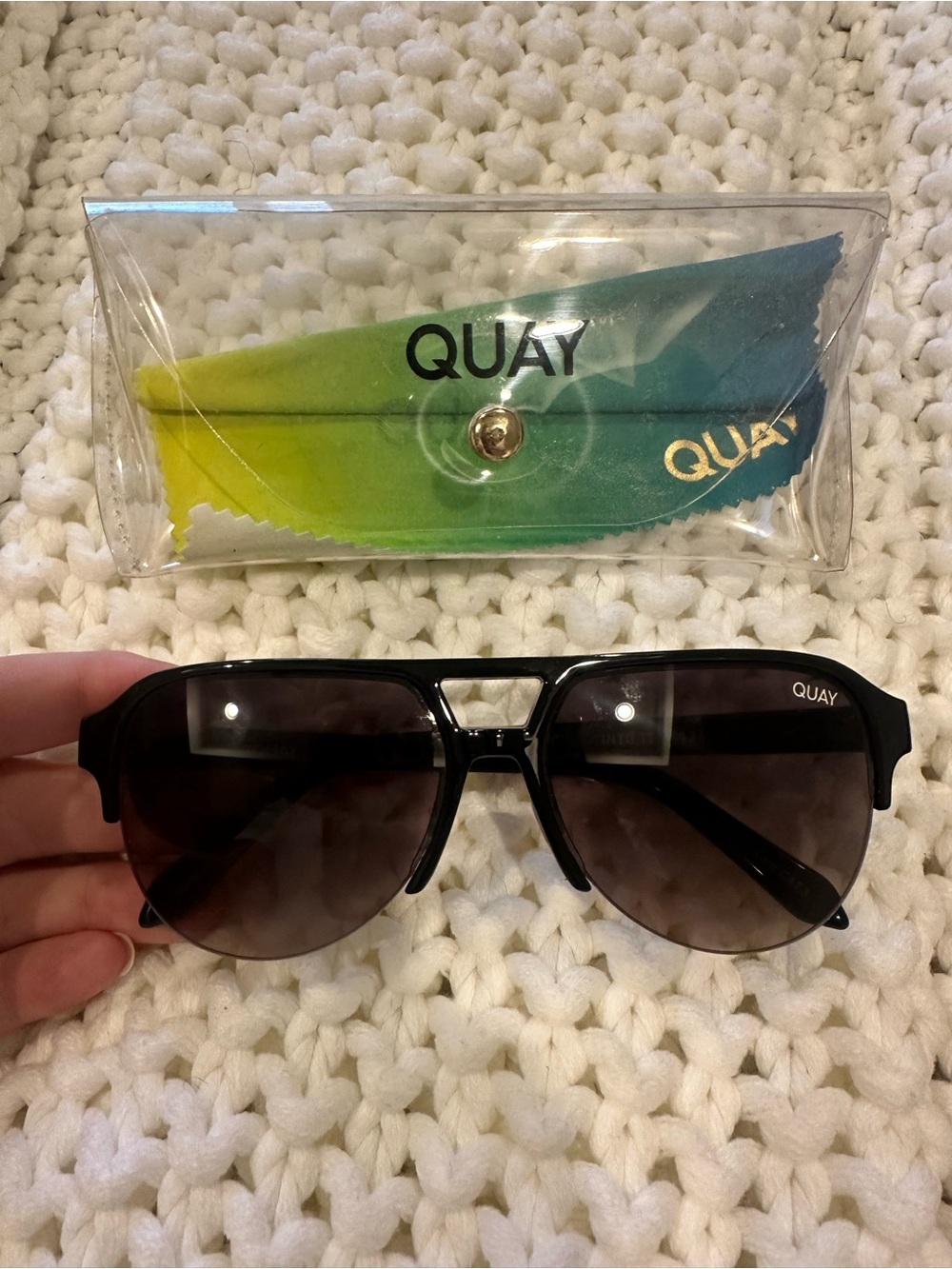 Quay Australia Black Aviator Sunglasses with Gradient Lenses